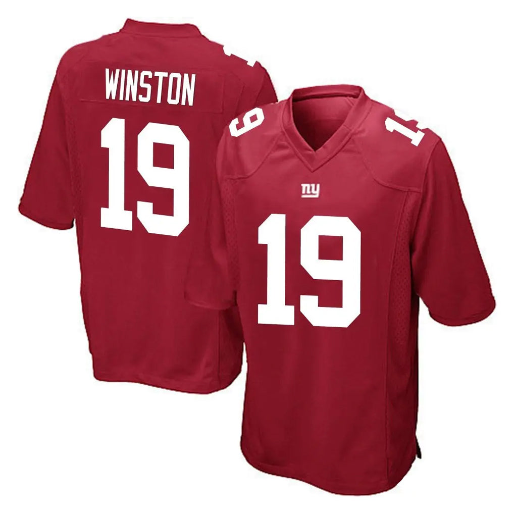 NY.Giants #19 Jameis Winston Player Red Home Game STECN Stitched Jerseys
