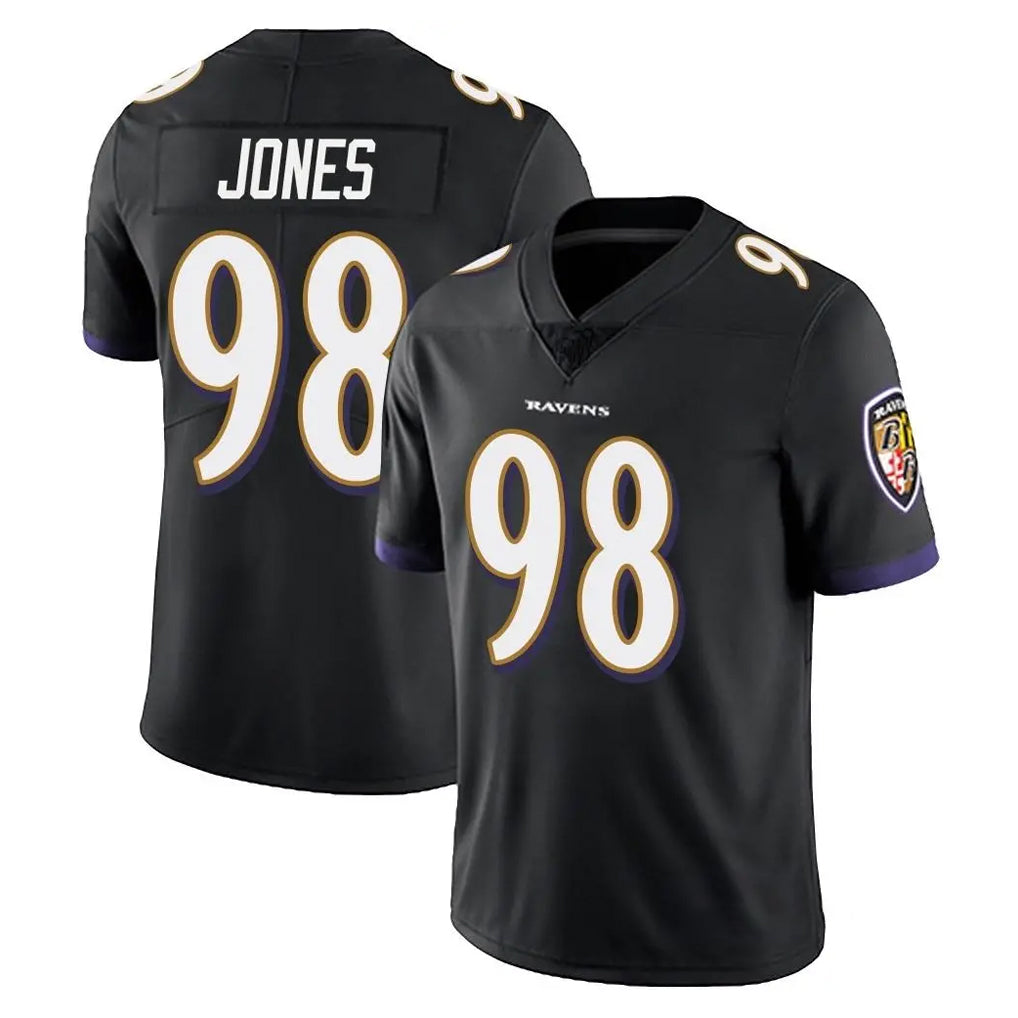 B.Ravens #98 Travis Jones Player Black Vapor Untouchable Limited Home Game STECN Stitched Jerseys