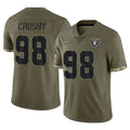 LV.Raiders #98 Maxx Crosby Player Olive Salute To Service Limited STECN Stitched Jerseys