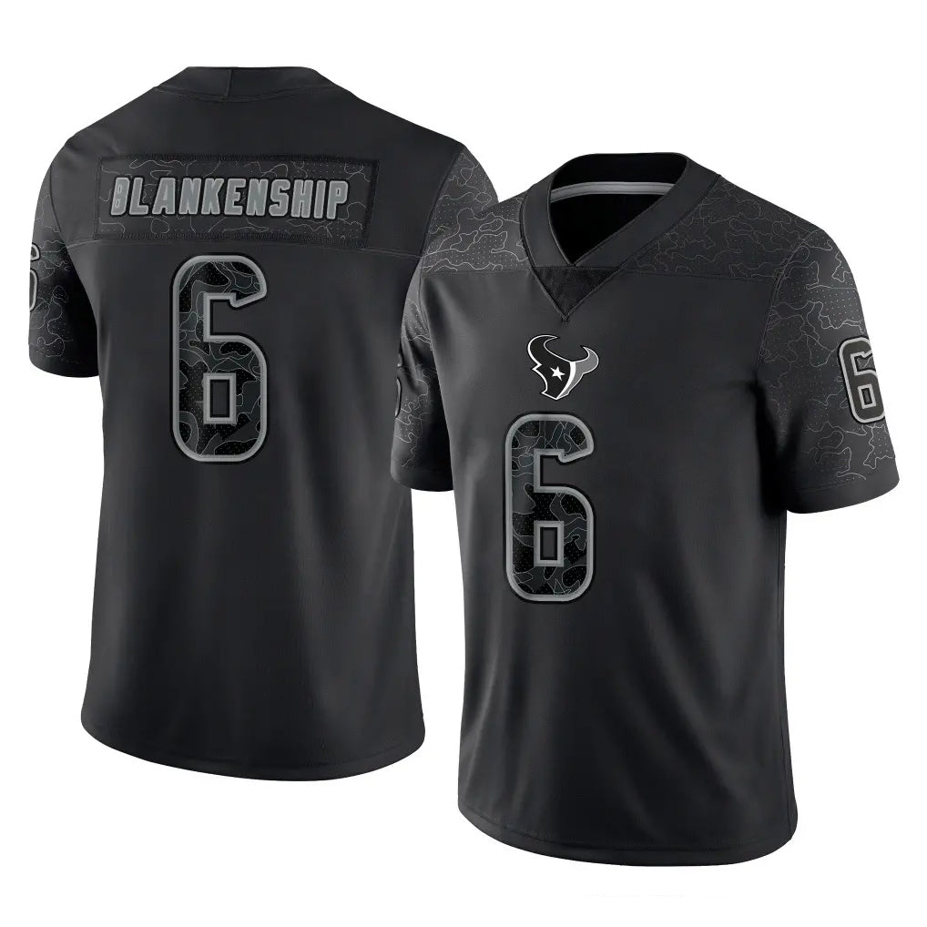 H.Texans #6 Reed Blankenship Player Black Reflective Limited Game STECN Stitched Jerseys