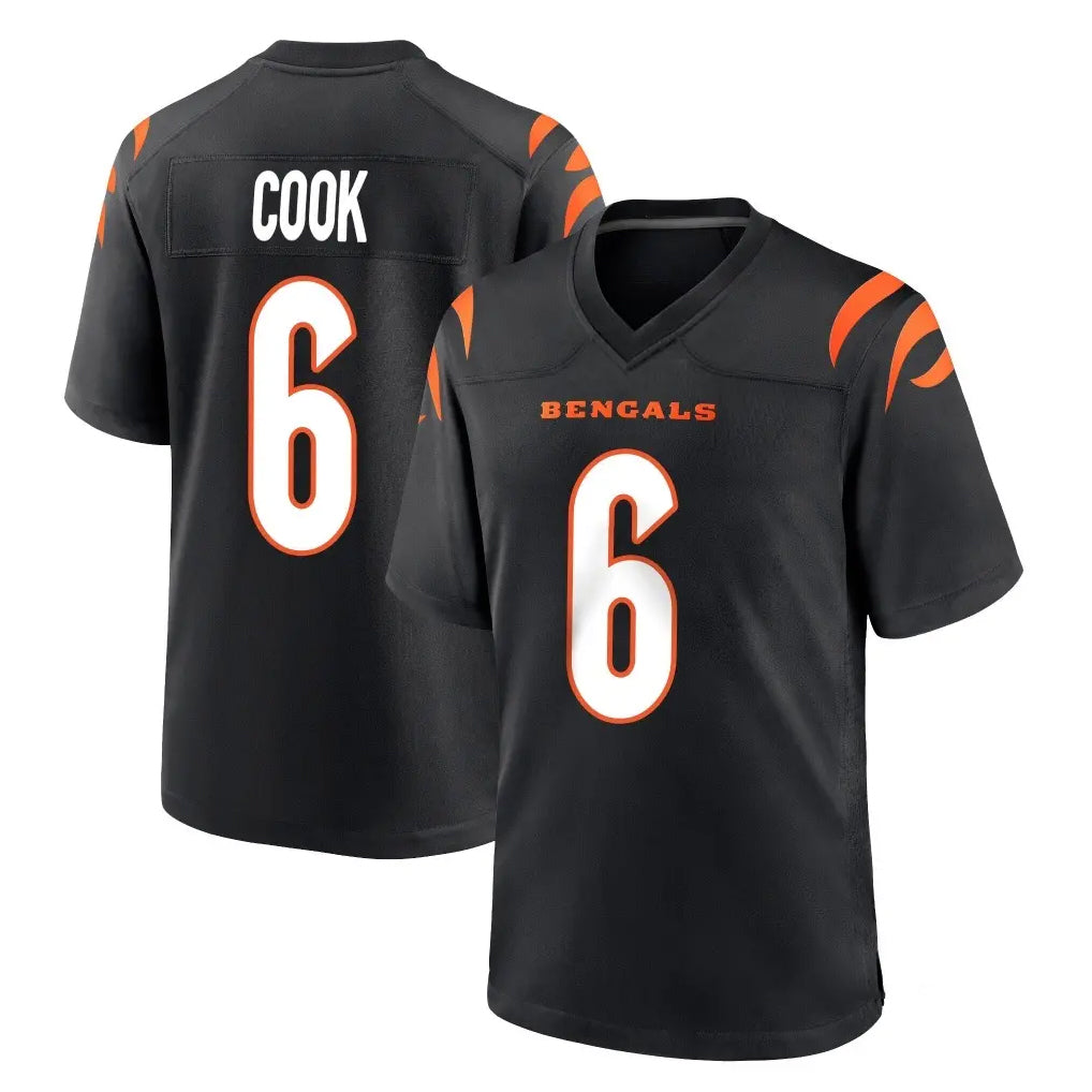 C.Bengals #6 Brian Cook Player Black Home Game STECN Stitched Jerseys