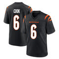 C.Bengals #6 Brian Cook Player Black Home Game STECN Stitched Jerseys