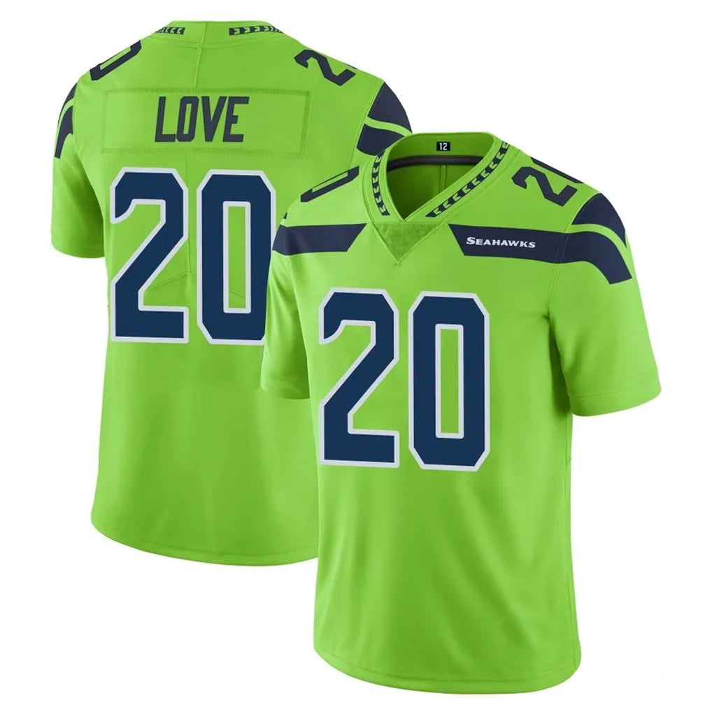 S.Seahawks #20 Julian Love Player Green Limited Color Rush Home Game STECN Stitched Jerseys