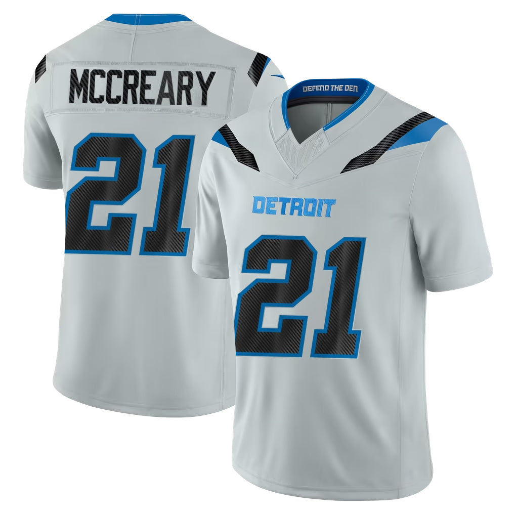 D.Lions #21 Roger McCreary Player Silver Limited 2026 Rivalries Collection Home Game STECN Stitched Jerseys
