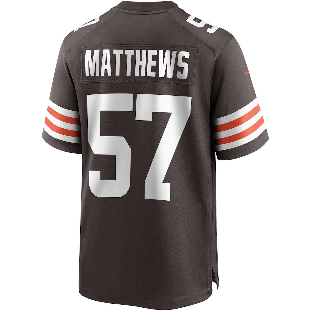 STECN C.Browns #57 Clay Matthews Brown Game Retired Player Jersey