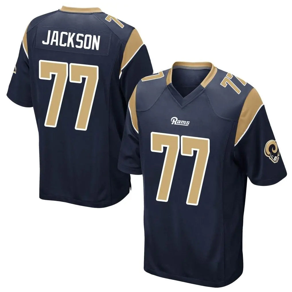 LA.Rams #77 Alaric Jackson Player Navy Home Game STECN Stitched Jerseys