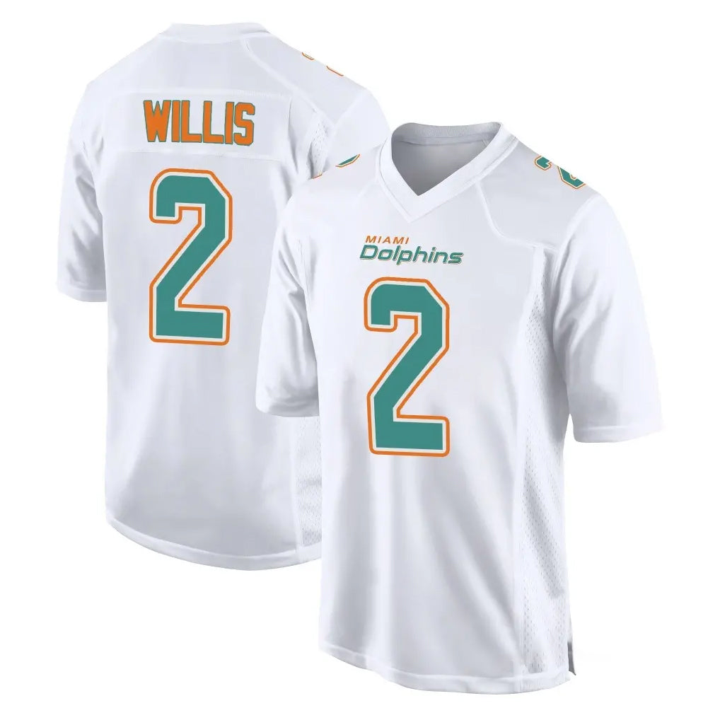 M.Dolphins #2 Malik Willis Player White Fashion Home Game STECN Stitched Jerseys
