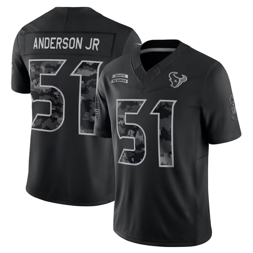 STECN H.Texans #51 Will Anderson Jr. Player Black Limited 2026 Salute to Service Home Game Stitched Jerseys
