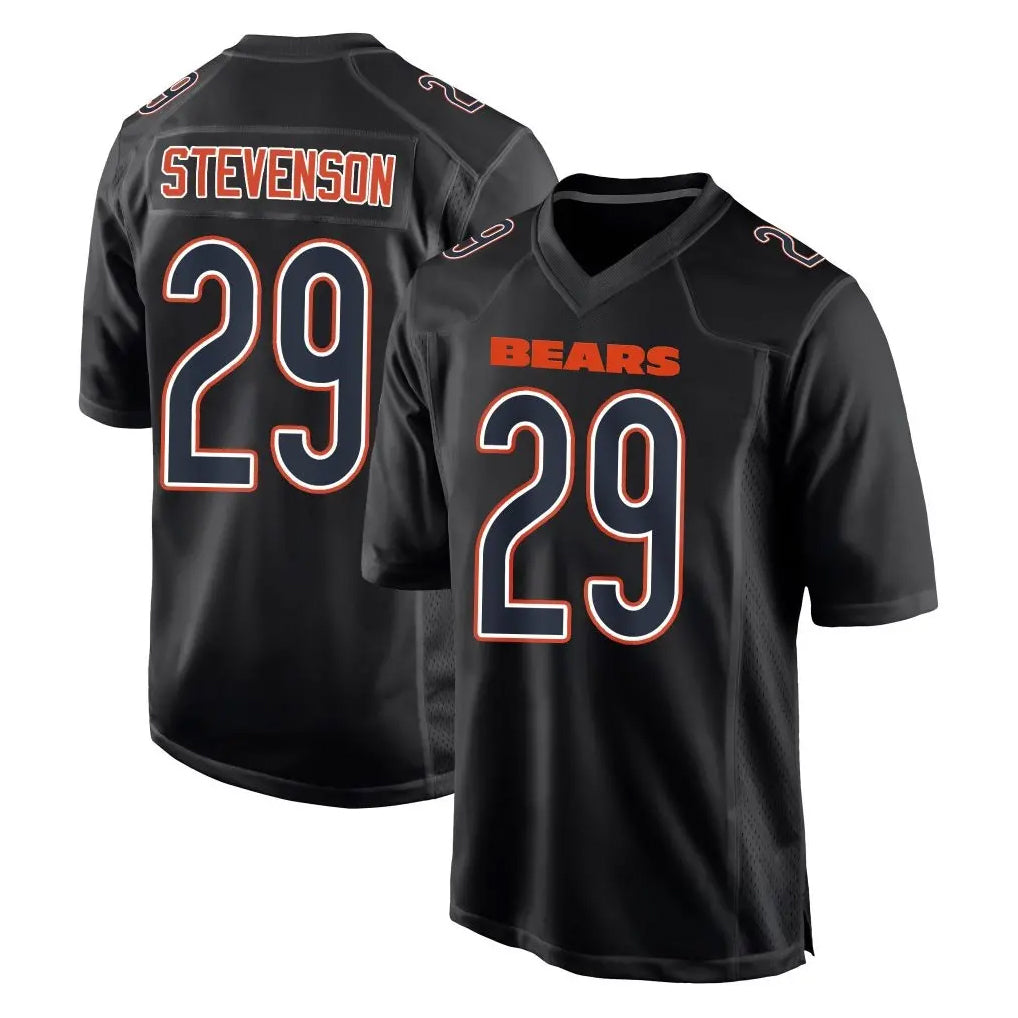 C.Bears #29 Tyrique Stevenson Player Carbon Black Fashion Game STECN Stitched Jerseys
