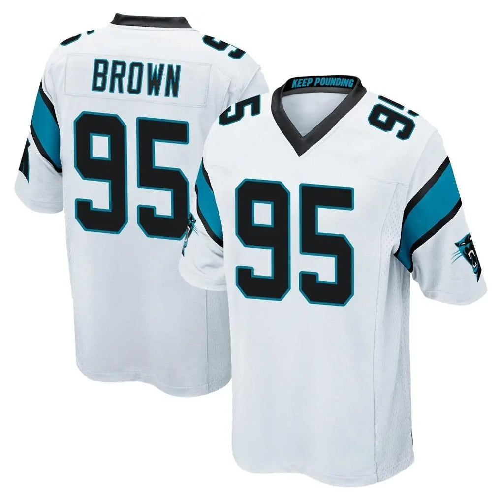 C.Panthers #95 Derrick Brown Player White Game STECN Stitched Jerseys