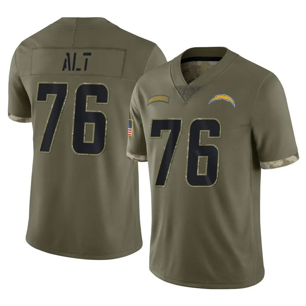LA.Chargers #76 Joe Alt Player Olive Salute To Service Limited STECN Stitched Jerseys