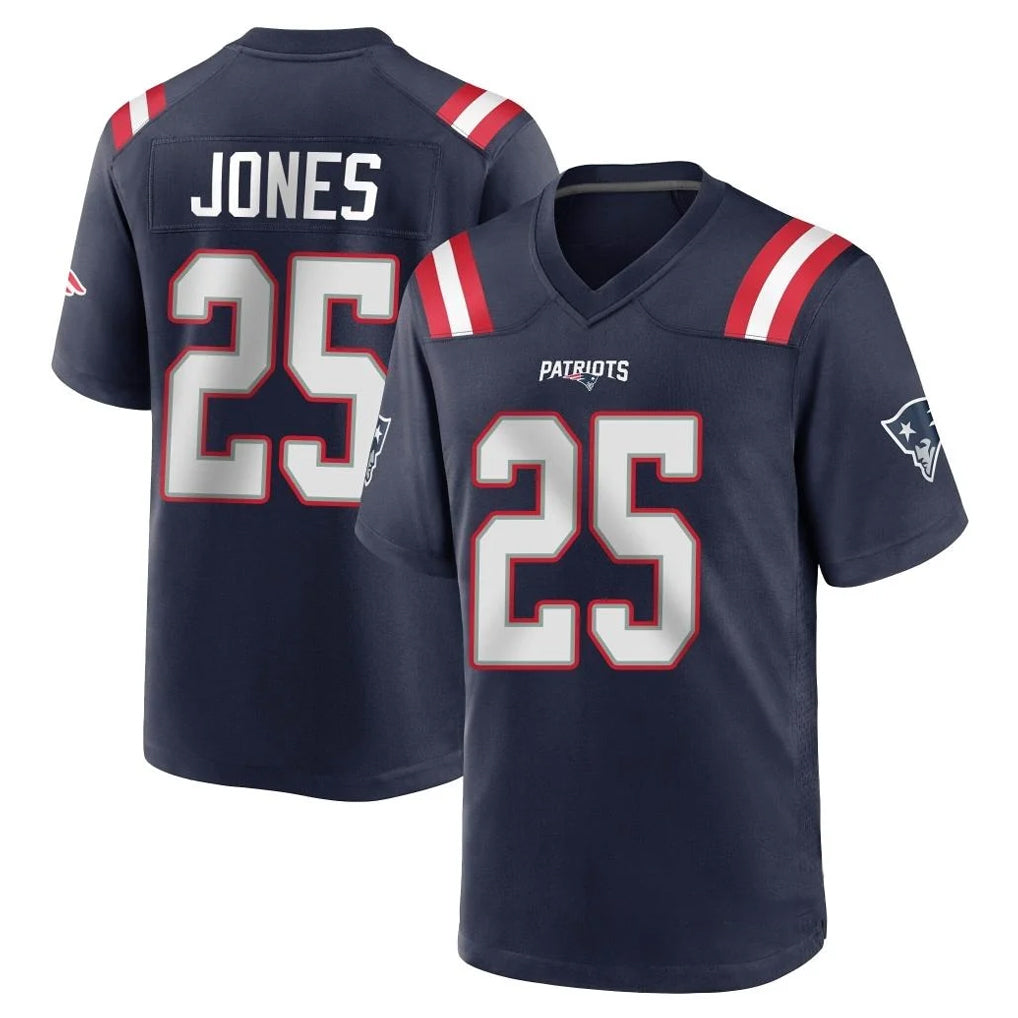 NE.Patriots #25 Marcus Jones Player Navy Home Game STECN Stitched Jerseys