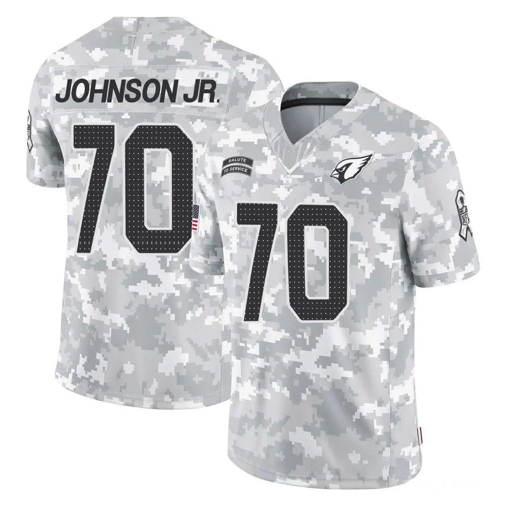 A.Cardinals #70 Paris Johnson Jr. Player Arctic Camo Limited Salute To Service Home Game STECN Stitched Jerseys