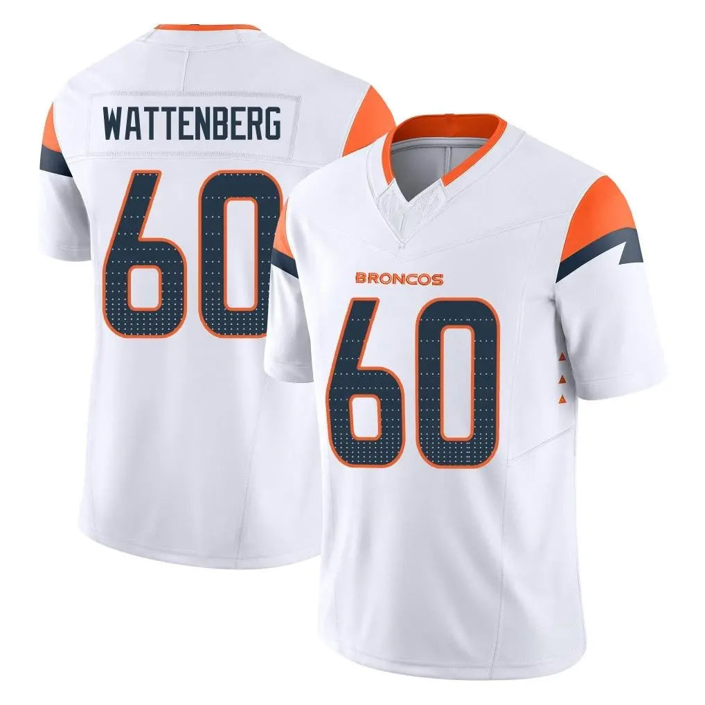 D.Broncos #60 Luke Wattenberg Player White Limited Vapor F.U.S.E. Home Game STECN Stitched Jerseys