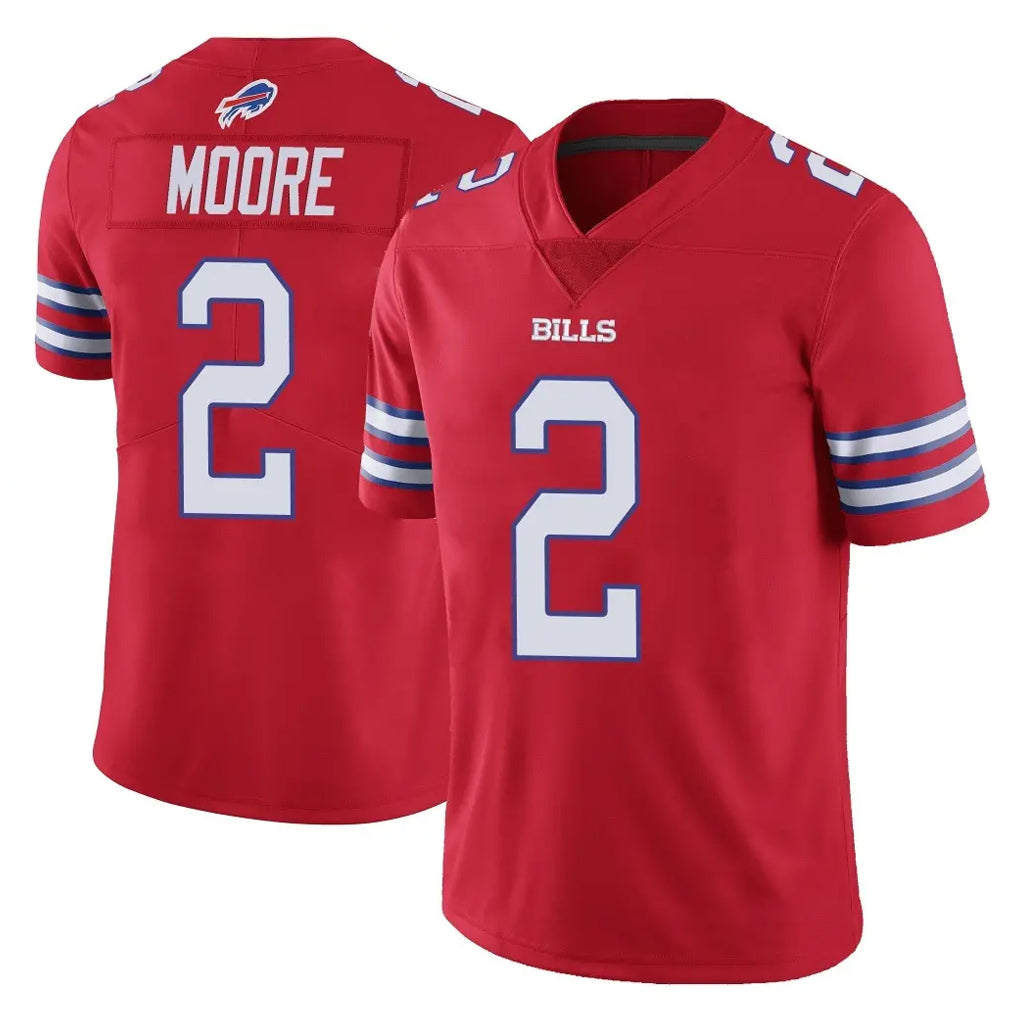 B.Bills #2 DJ Moore Player Red Vapor Untouchable Limited STECN Stitched Jerseys