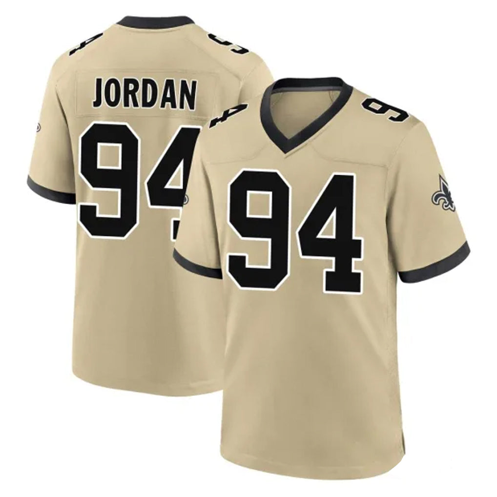 NO.Saints #94 Cameron Jordan Player Gold Home Game STECN Stitched Jerseys
