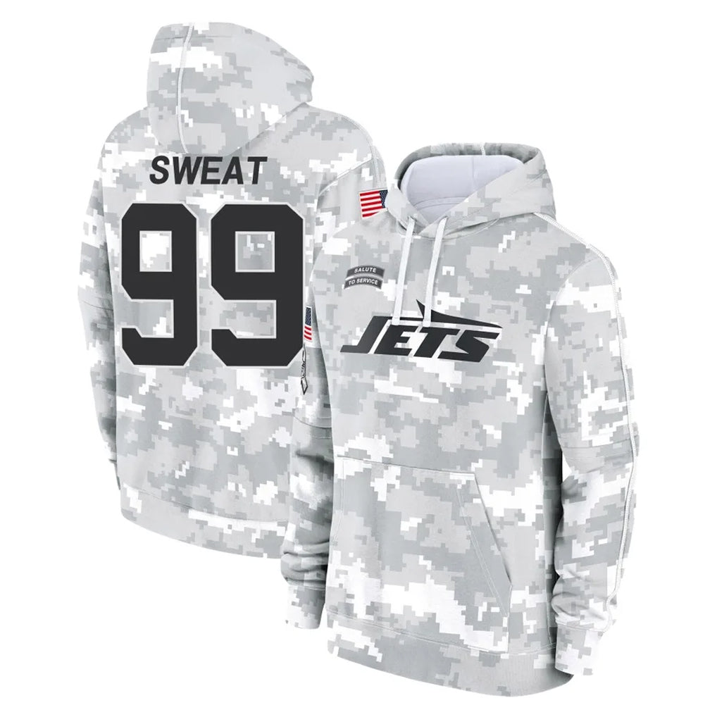NY.Jets #99 T'Vondre Sweat Player Arctic Camo Salute to Service Pullover Hoodies Limited Game STECN Stitched Jerseys