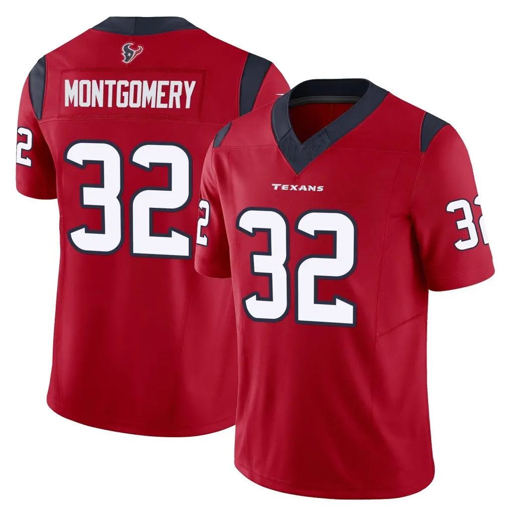 H.Texans #32 David Montgomery Player Red Limited Vapor F.U.S.E. Home Game STECN Stitched Jerseys