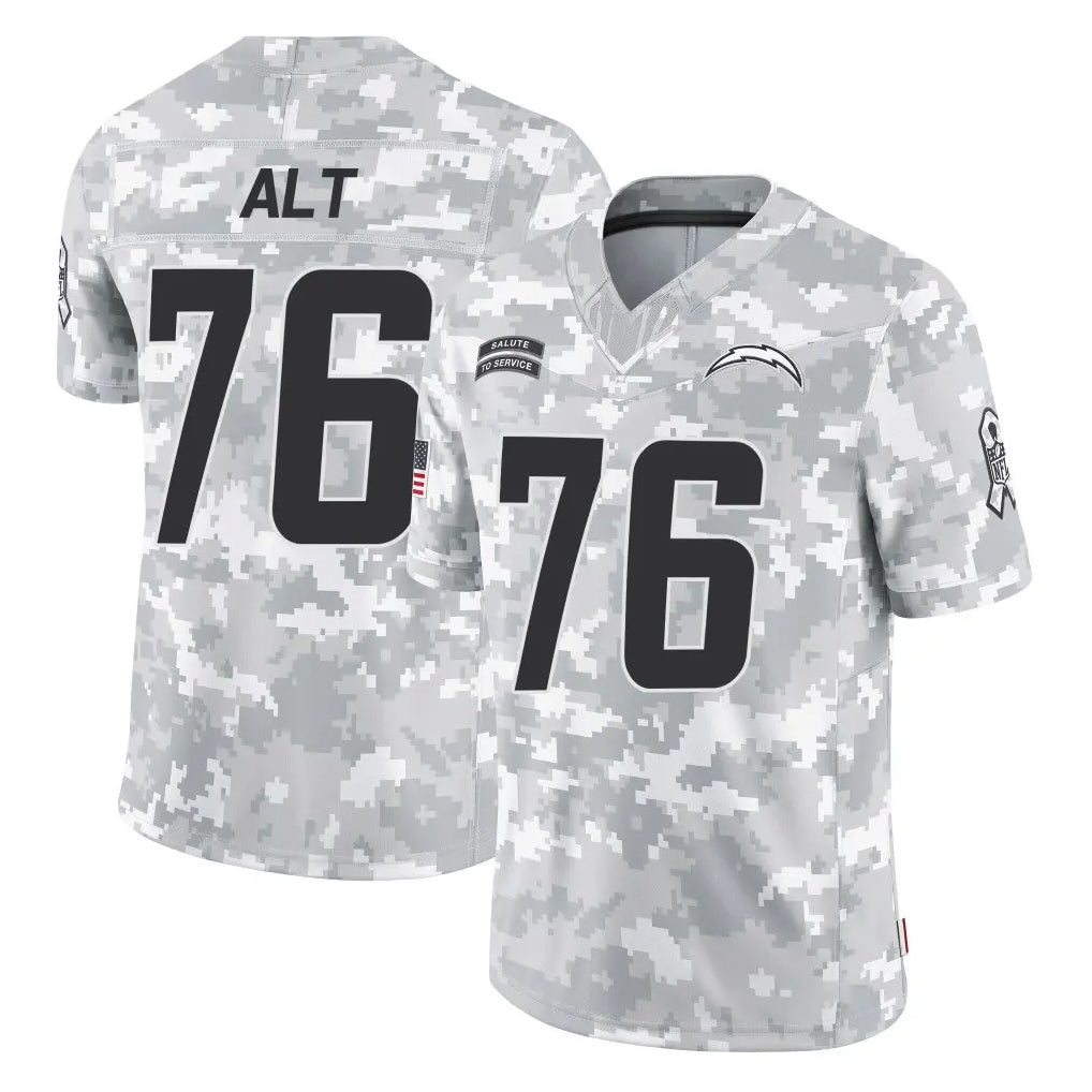 LA.Chargers #76 Joe Alt Player Arctic Camo Salute To Service Limited Game STECN Stitched Jerseys