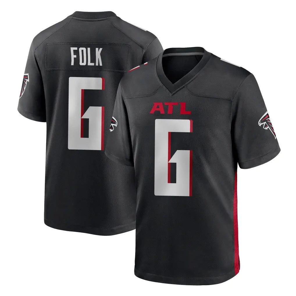 A.Falcons #6 Nick Folk Player Black Home Game STECN Stitched Jerseys