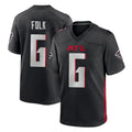 A.Falcons #6 Nick Folk Player Black Home Game STECN Stitched Jerseys