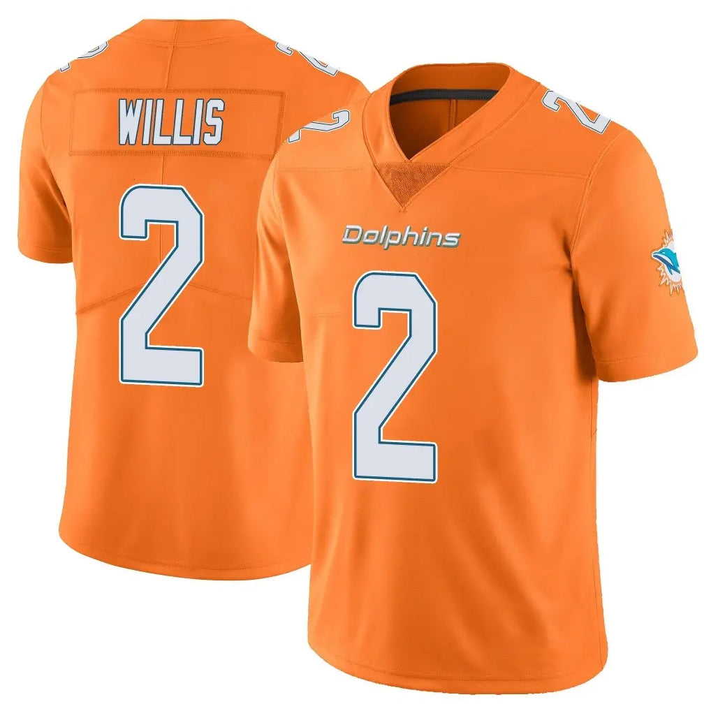 M.Dolphins #2 Malik Willis Player Orange Limited Home Game STECN Stitched Jerseys
