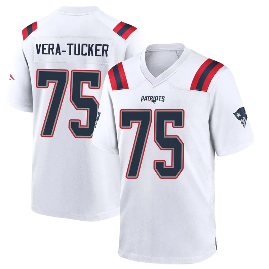 NE.Patriots #75 Alijah Vera-Tucker Player White Home Game STECN Stitched Jerseys