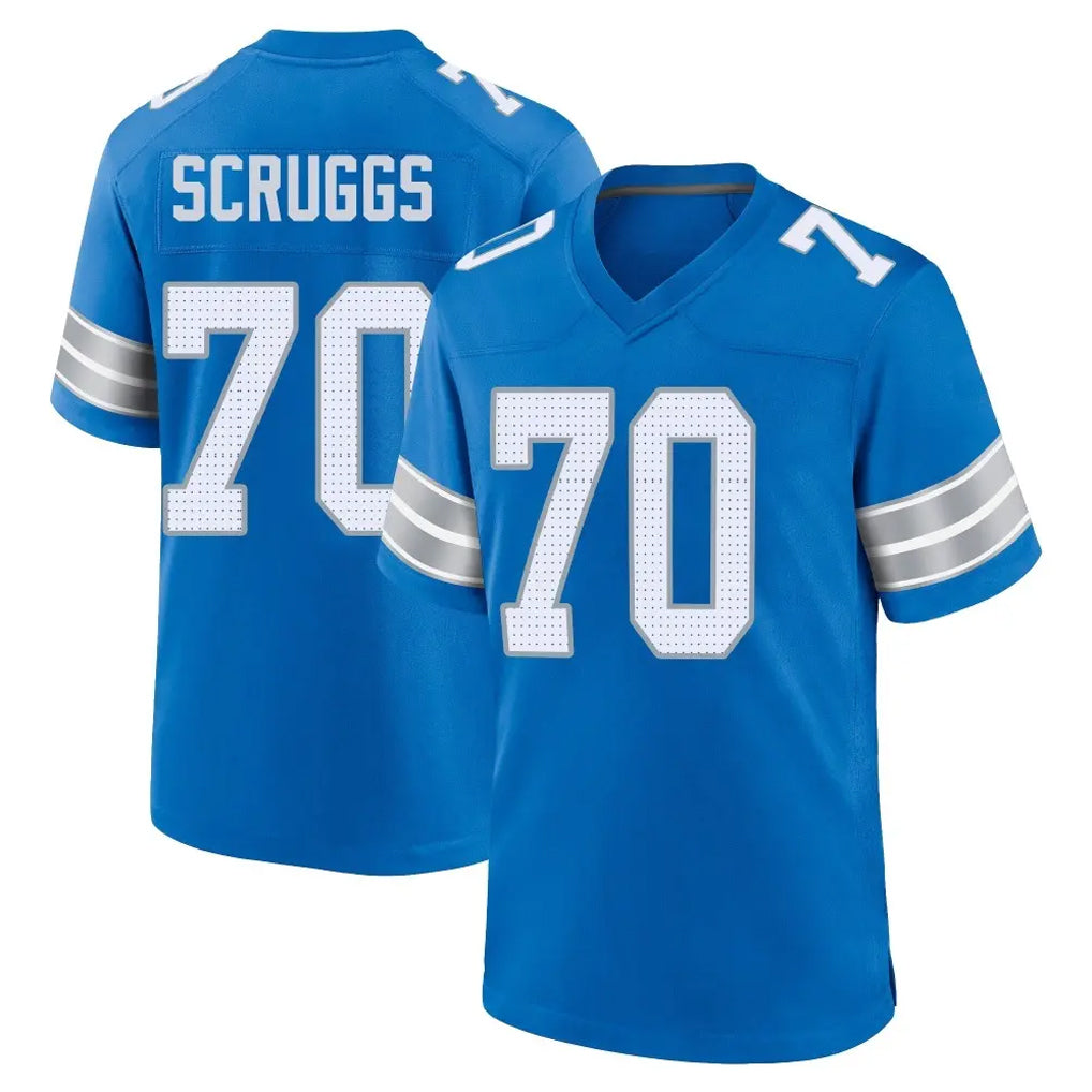 D.Lions #70 Juice Scruggs Player Blue Alternate Home Game STECN Stitched Jerseys