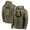 IN.Colts #2 Josh Downs Player Olive Salute to Service Pullover Hoodies Home Game STECN Stitched Jerseys
