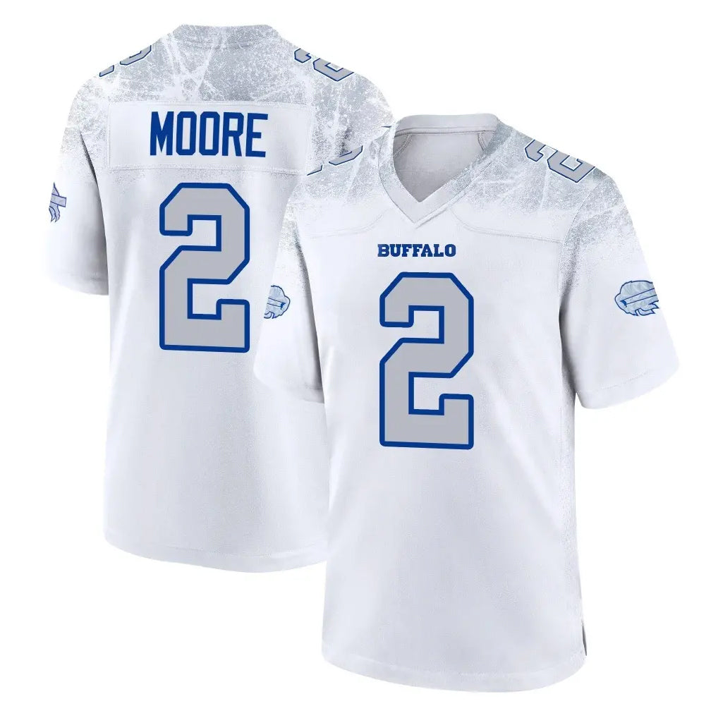 B.Bills #2 DJ Moore Player White Rivalries Collection Game STECN Stitched Jerseys