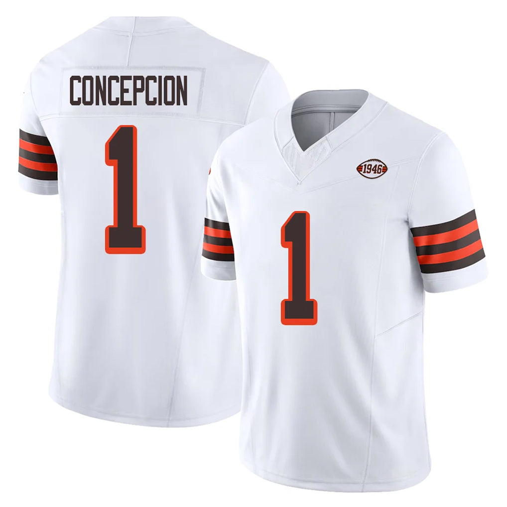 C.Browns #1 KC Concepcion Player White Limited Vapor F.U.S.E. Alternate Game STECN Stitched Jerseys