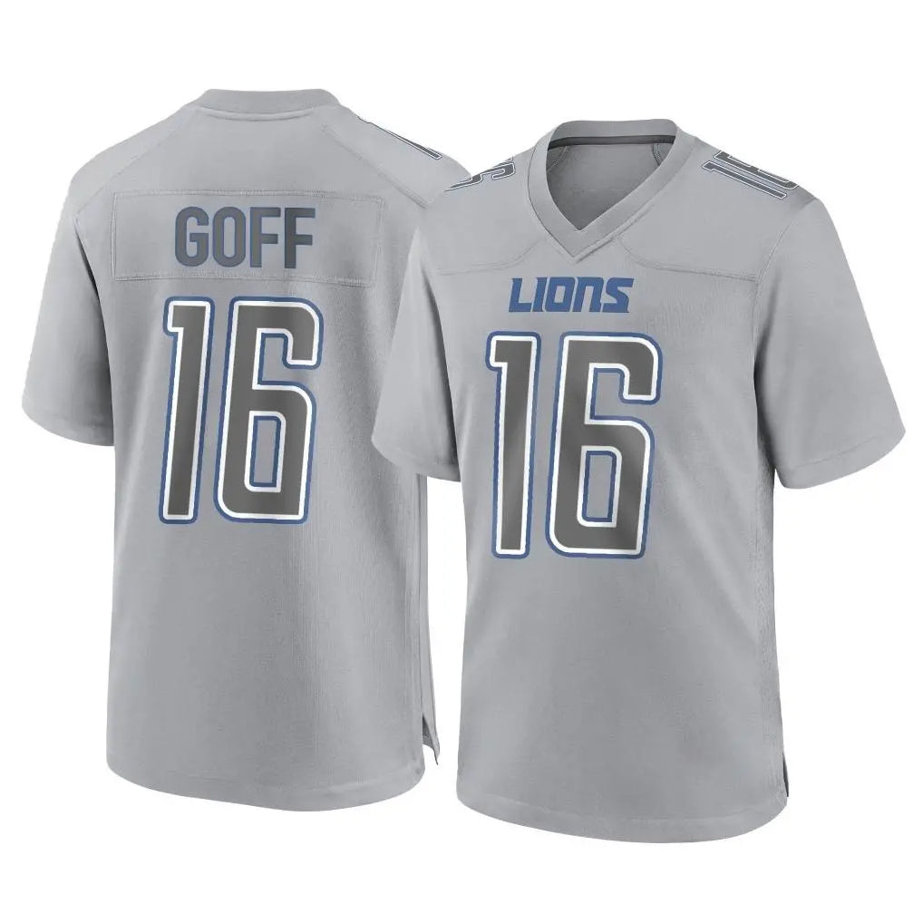 D.Lions #16 Jared Goff Player Gray Atmosphere Fashion Home Game STECN Stitched Jerseys