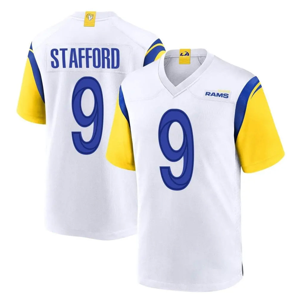 LA.Rams #9 Matthew Stafford Player White Home Game STECN Stitched Jerseys