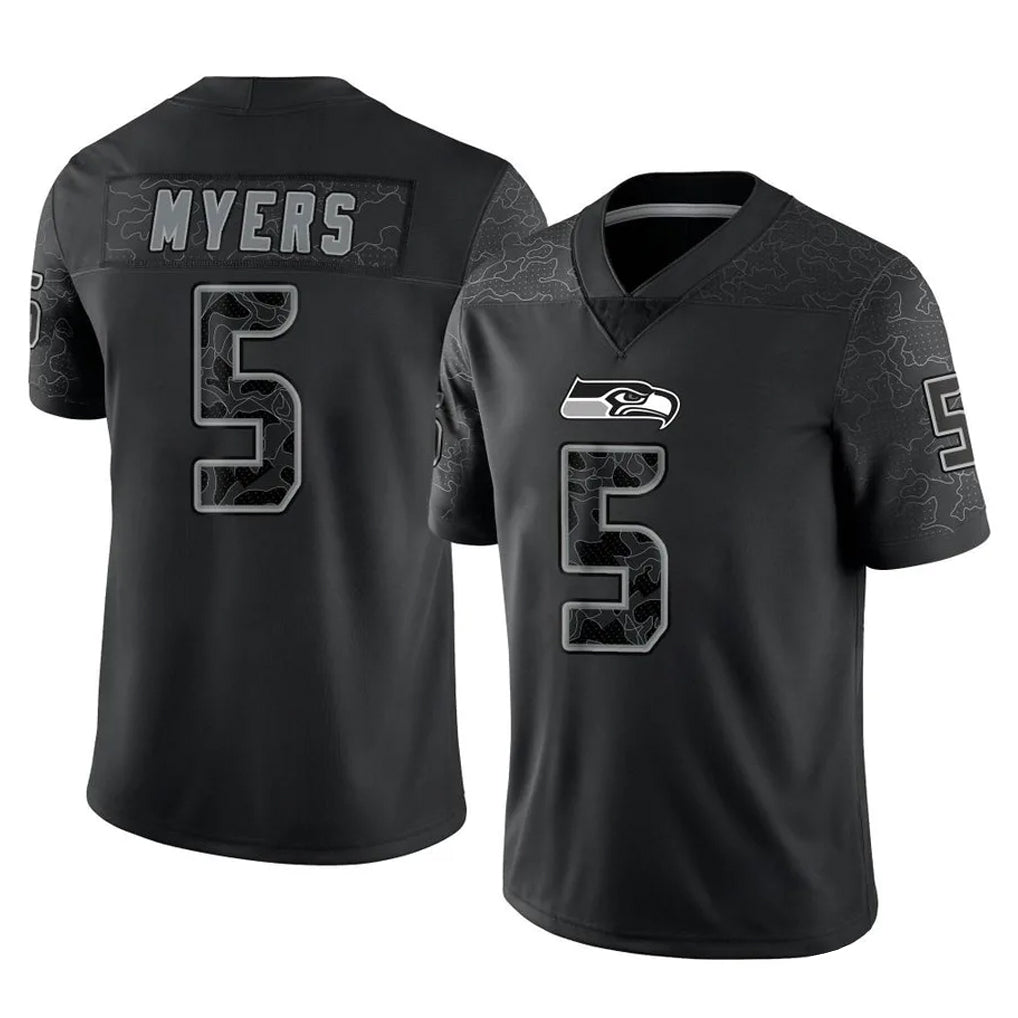 S.Seahawks #5 Jason Myers Player Black Limited Reflective Home Game STECN Stitched Jerseys