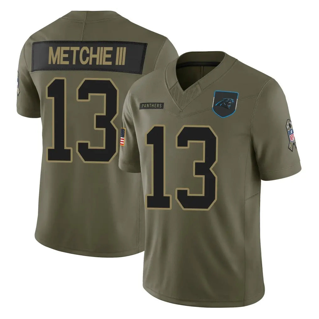 C.Panthers #13 John Metchie III Player Olive 2025 Salute to Service Limited Game STECN Stitched Jerseys