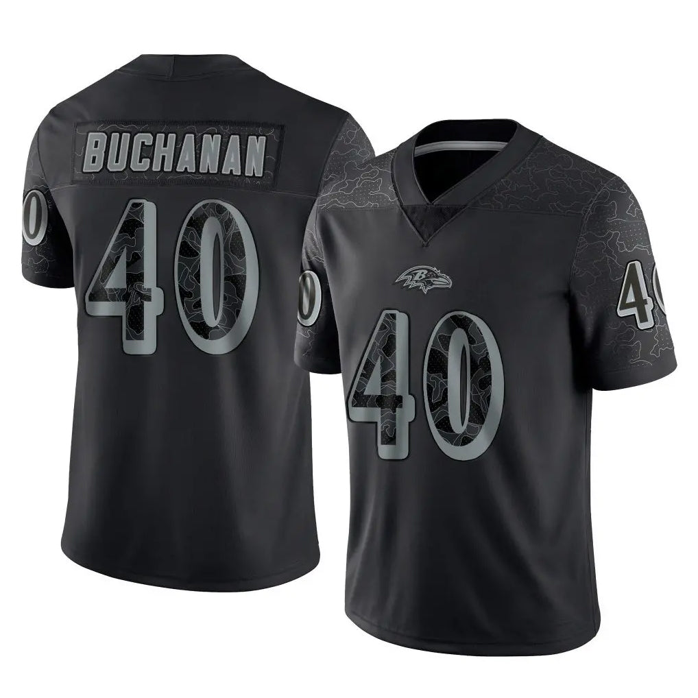 B.Ravens #40 Teddye Buchanan Player Black REFLECTIVE Limited STECN Stitched Jerseys