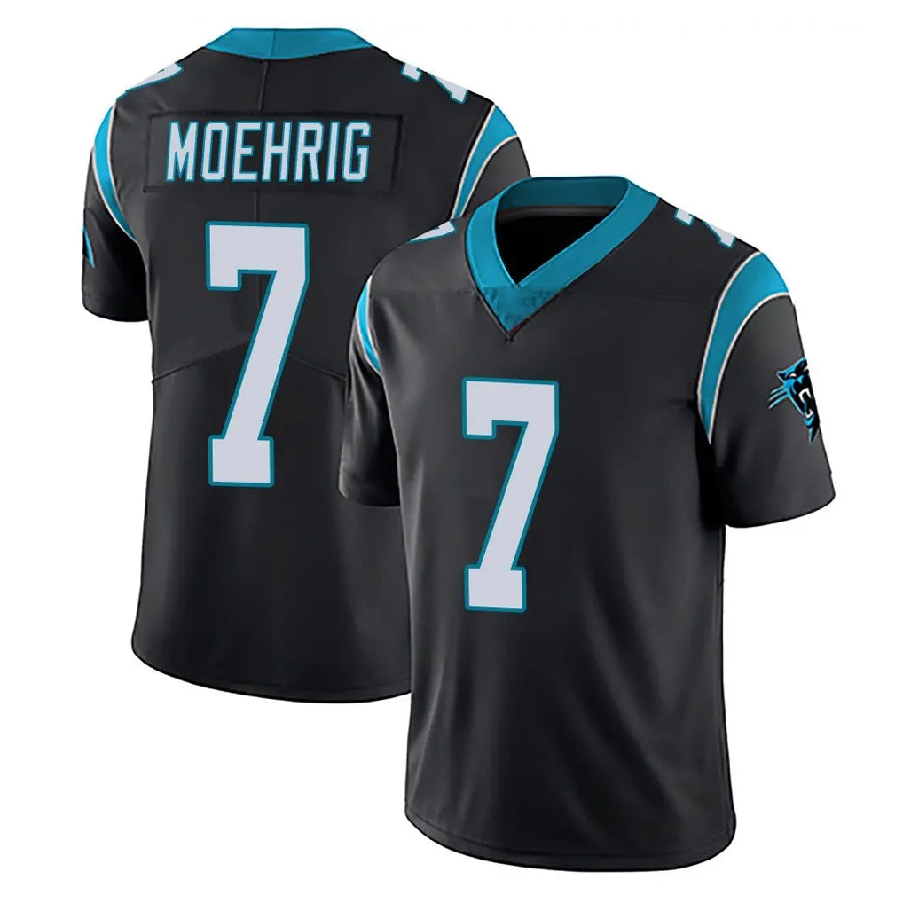 C.Panthers #7 Tre'von Moehrig Player Black Vapor Untouchable Limited Game STECN Stitched Jerseys