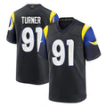 LA.Rams #91 Kobie Turner Player Black Midnight Rivalries Collection Home Game STECN Stitched Jerseys
