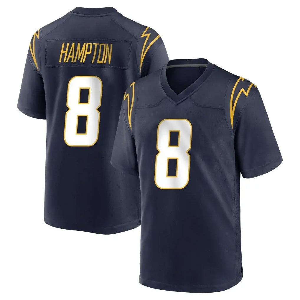 LA.Chargers #8 Omarion Hampton Player Navy Home Game STECN Stitched Jerseys
