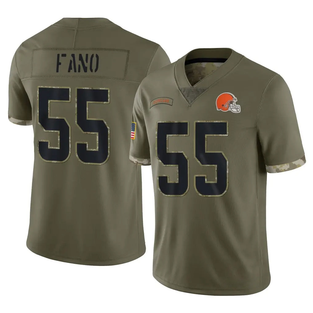 C.Browns #55 Spencer Fano Player Olive Salute to Service Limited Game STECN Stitched Jerseys
