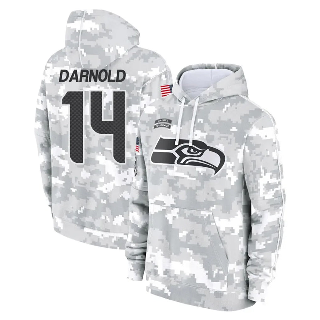 S.Seahawks #14 Sam Darnold Player Arctic Camo Limited Salute to Service Pullover Hoodies Game STECN Stitched Jerseys