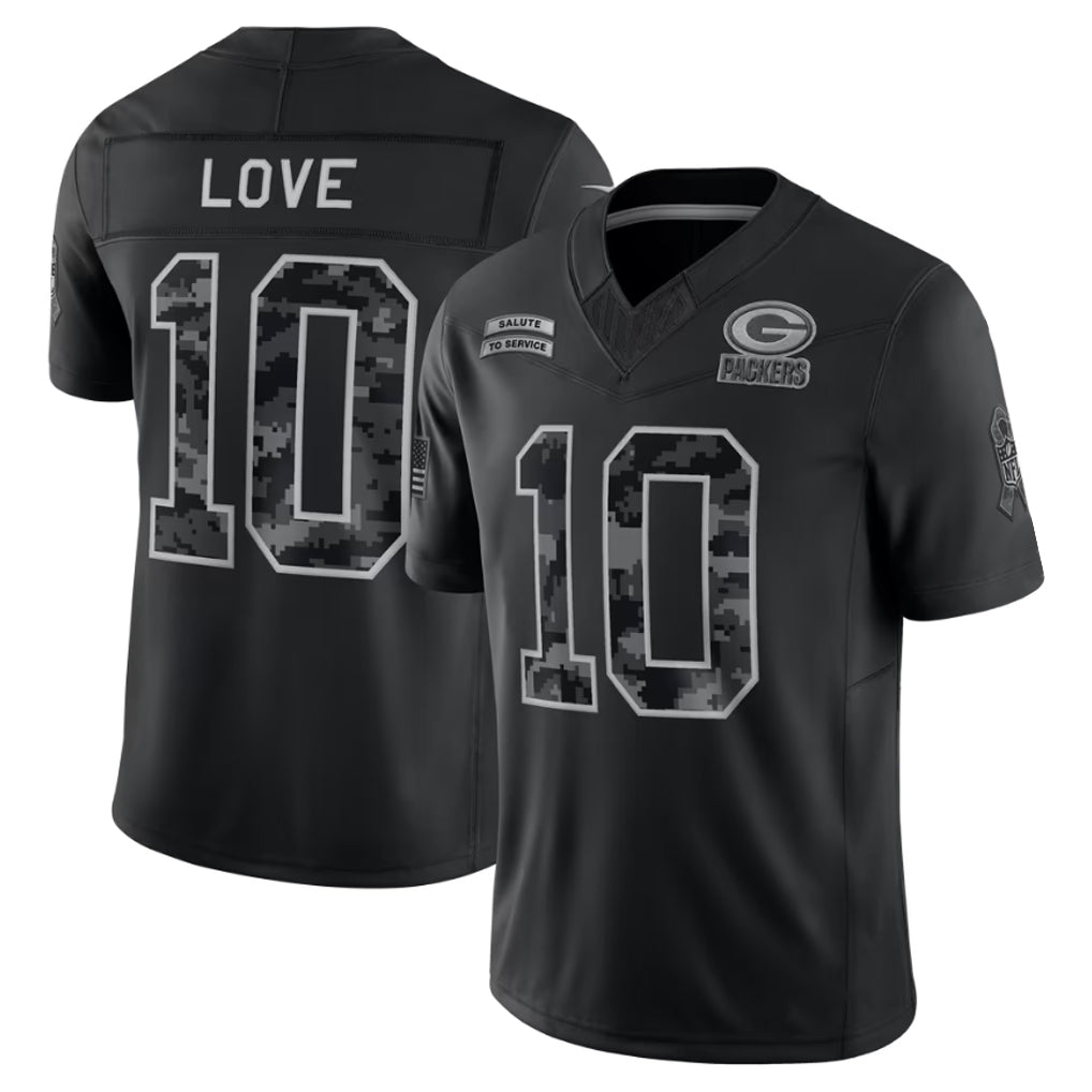 STECN GB.Packers #10 Jordan Love Player Black Limited 2026 Salute to Service Home Game Stitched Jerseys