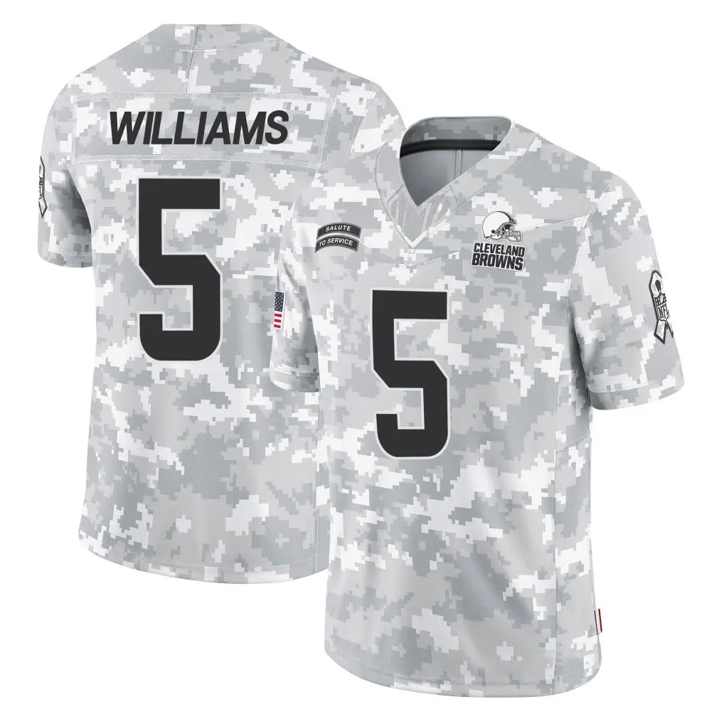C.Browns #5 Quincy Williams Player Arctic Camo Salute to Service Limited Home Game STECN Stitched Jerseys