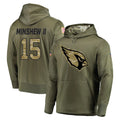 A.Cardinals #15 Gardner Minshew II Player Olive Salute to Service Pullover Hoodie Home Game STECN Stitched Jerseys