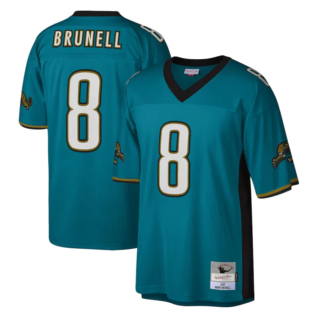 J.Jaguars #8 Mark Brunell?Player Teal Mitchell & Ness Legacy Home Game STECN Stitched Jerseys