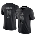 D.Lions #0 Jahmyr Gibbs Player Black Reflective Limited Home Game STECN Stitched Jerseys