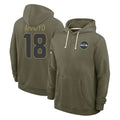 S.Seahawks #18 Elijah Arroyo Player Olive Salute to Service Pullover Hoodies Limited STECN Stitched Jerseys