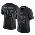 NE.Patriots #75 Alijah Vera-Tucker Player Black Reflective LImited Home Game STECN Stitched Jerseys