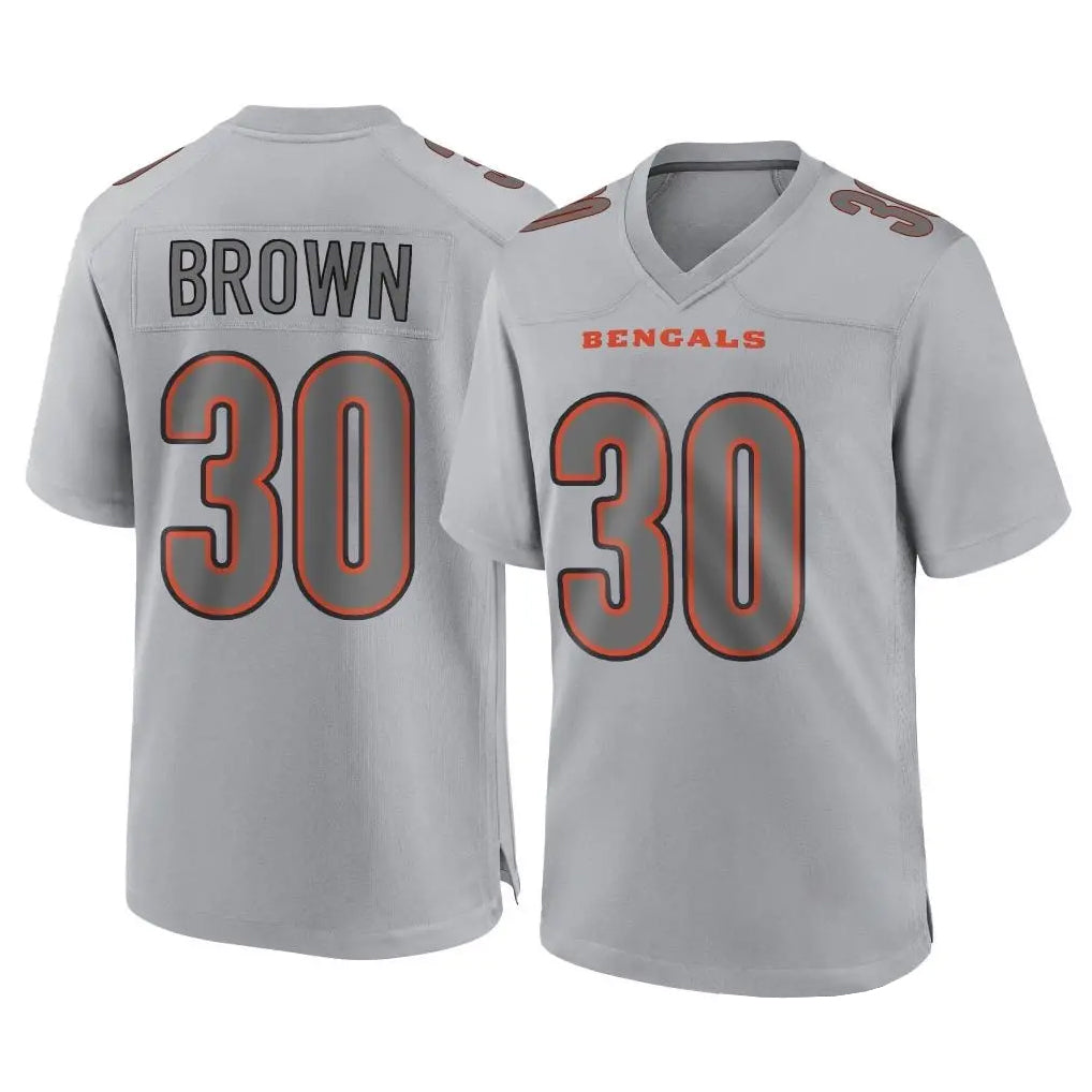 C.Bengals #30 Chase Brown Player Gray Atmosphere Fashion Game STECN Stitched Jerseys