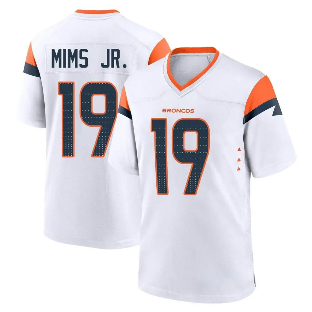 D.Broncos #19 Marvin Mims Jr. Player White Home Game STECN Stitched Jerseys